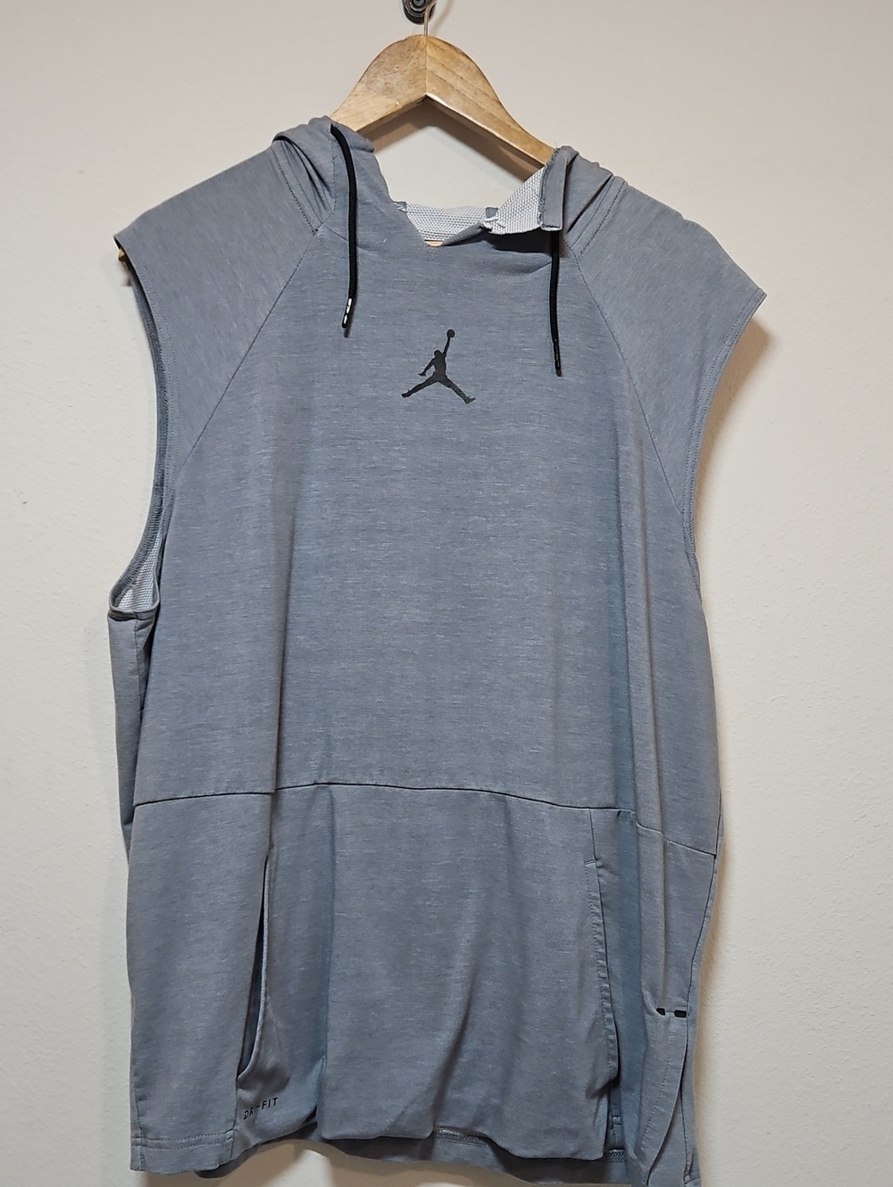 Jordan XL Sleeveless Hoodie in Heather Gray with Black Logo